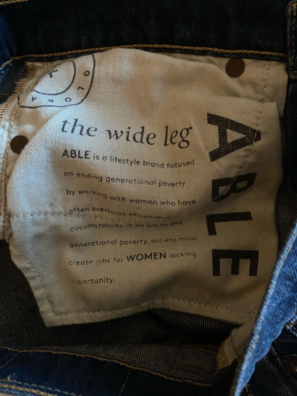 NEW Able Wide Leg Jeans, Dark Wash Indigo Denim, Size 27 - Picture 7 of 9